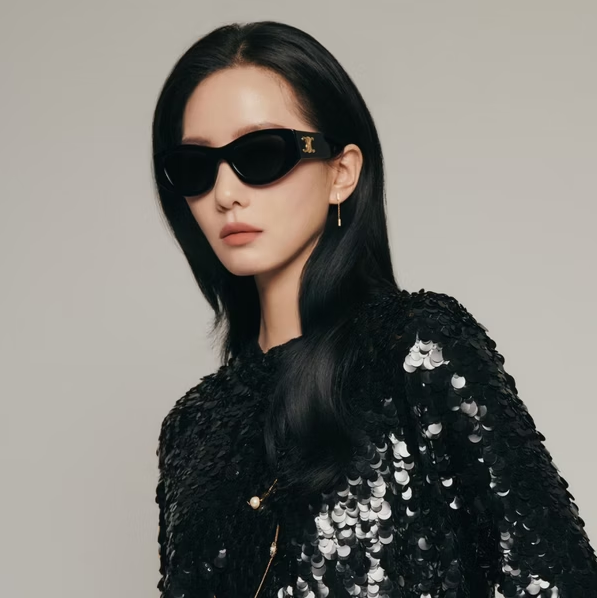 Celine TRIOMPHE CL 40308U 01A Shiny Black/Grey Geometric Women's Sunglasses