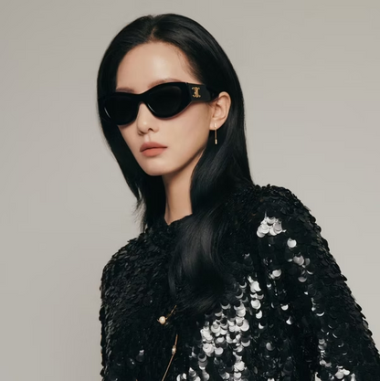 Celine TRIOMPHE CL 40308U 01A Shiny Black/Grey Geometric Women's Sunglasses