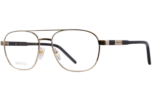 Gucci GG1800O 001 Eyeglasses Frame Men's Gold/Black Full Rim Pilot Style 56mm