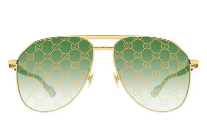 Gucci GG1220S-004 Gold & Black Marble / Green Gradient Sunglasses