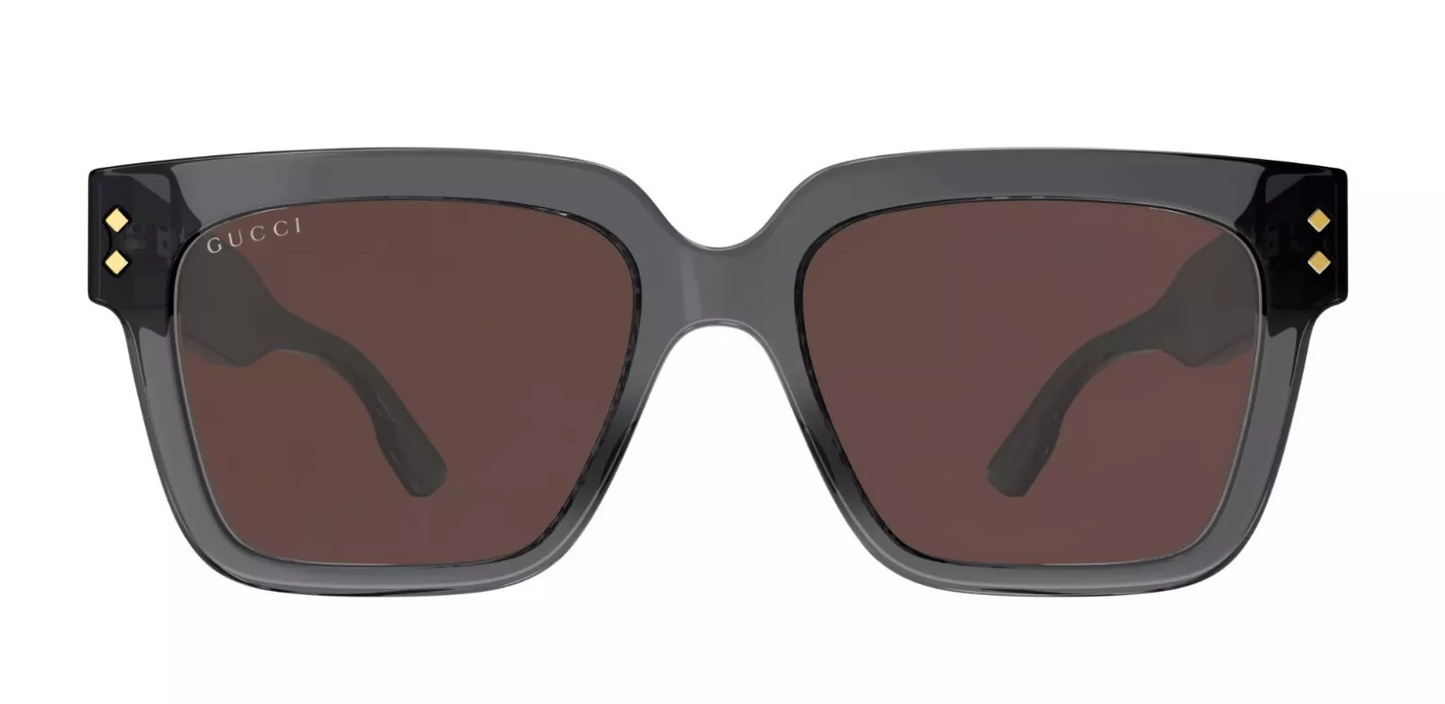 Gucci GG1084S 004 Grey/Brown Square Men's Sunglasses - ModaBlvck