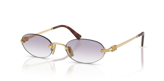 Miu Miu MU A54S 5AK04O Gold Gradient Light Grey Oval Rimless Sunglasses