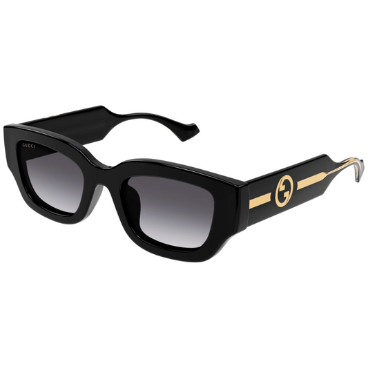 GUCCI G1558SK 001 Emblem Black Grey 51 mm Women's Sunglasses