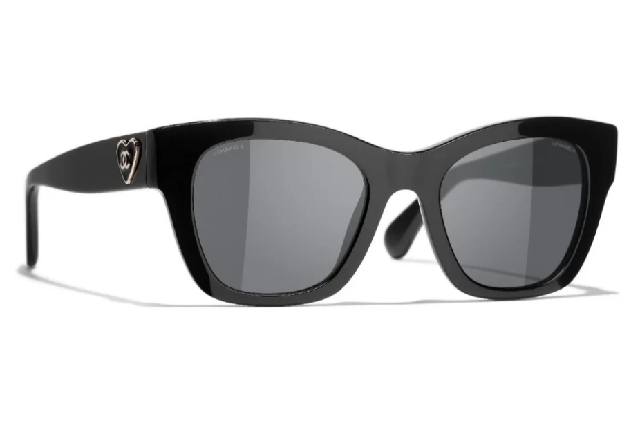 Chanel 5478 Black & Gold Square Heart Sunglasses