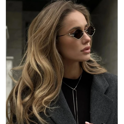 GUCCI GG1604S 002 Gold Brown Lens Rimless Women Sunglasses