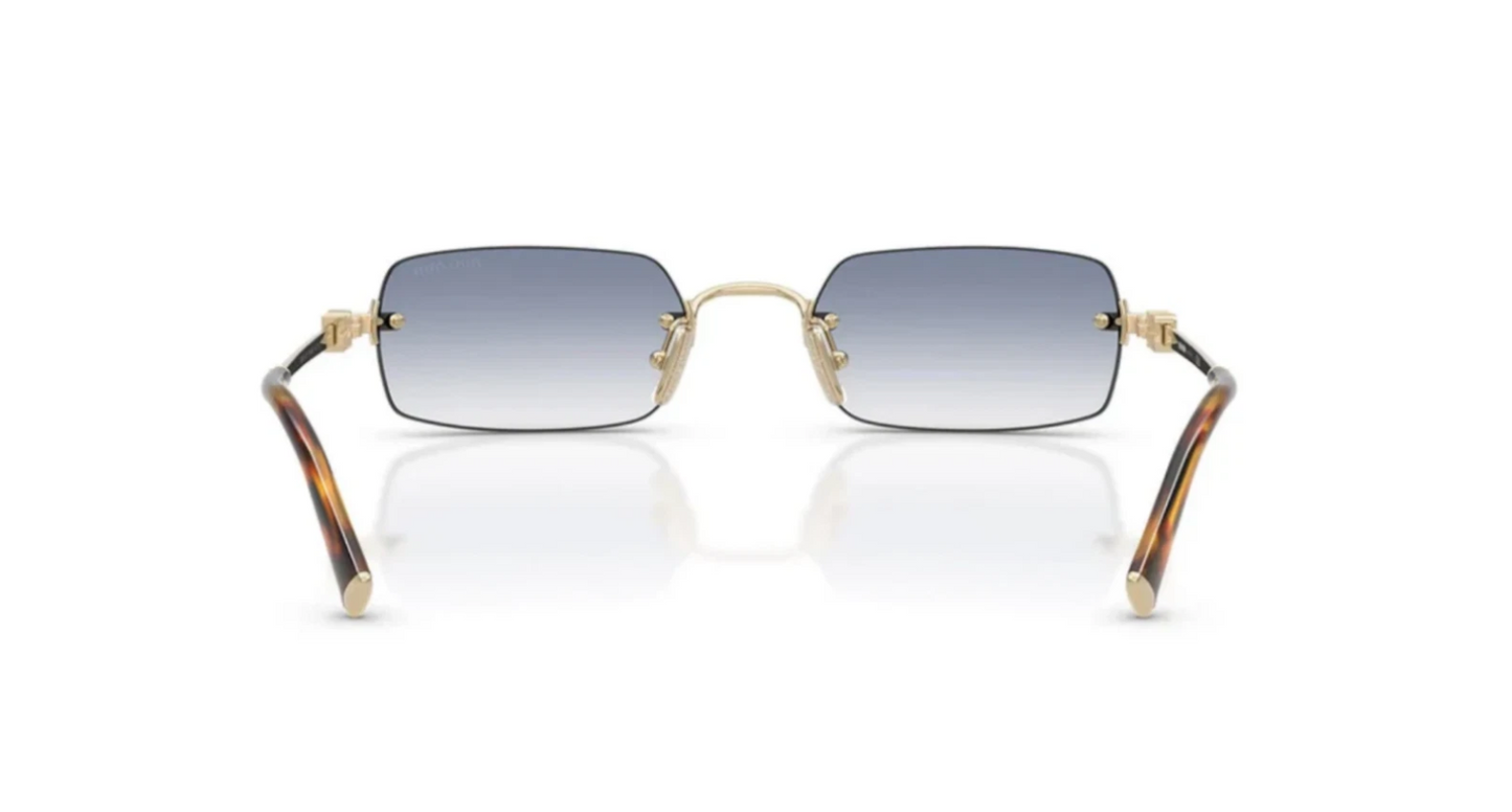 Miu Miu Logo MU B50S ZVN80O Square Sunglasses in Gold / Blue Gradient Lens