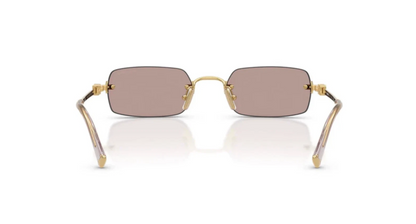 Miu Miu Logo MU B50S 5AK20I Square Sunglasses in Gold / Pink Brown Lens