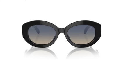 Chanel 5528 501/w1 53 Black Clear Logo Grey Brown Polarized Sunglasses