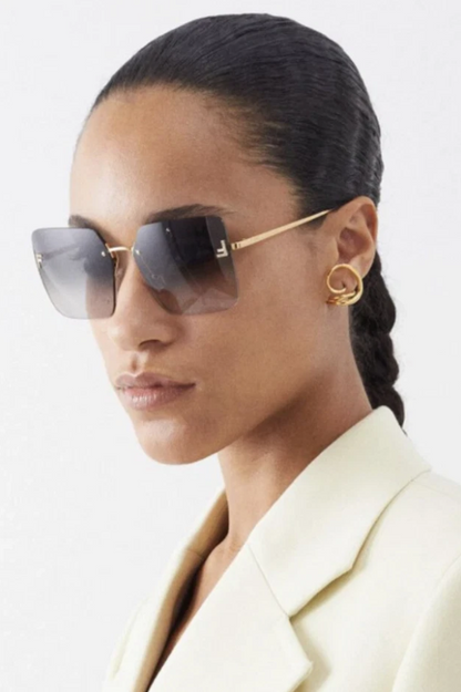 FENDI FE4082US 30B Crystal Endura Gold Gradient Smoke Lens Women Sunglasses