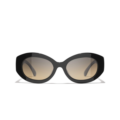 Chanel 5528 501/w1 53 Black Clear Logo Grey Brown Polarized Sunglasses CH5528