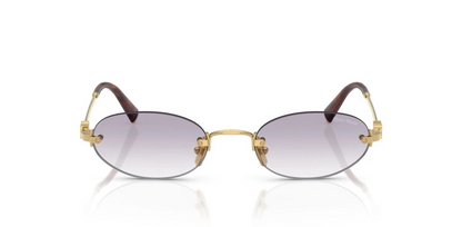 Miu Miu MU A54S 5AK04O Gold Gradient Light Grey Oval Rimless Sunglasses