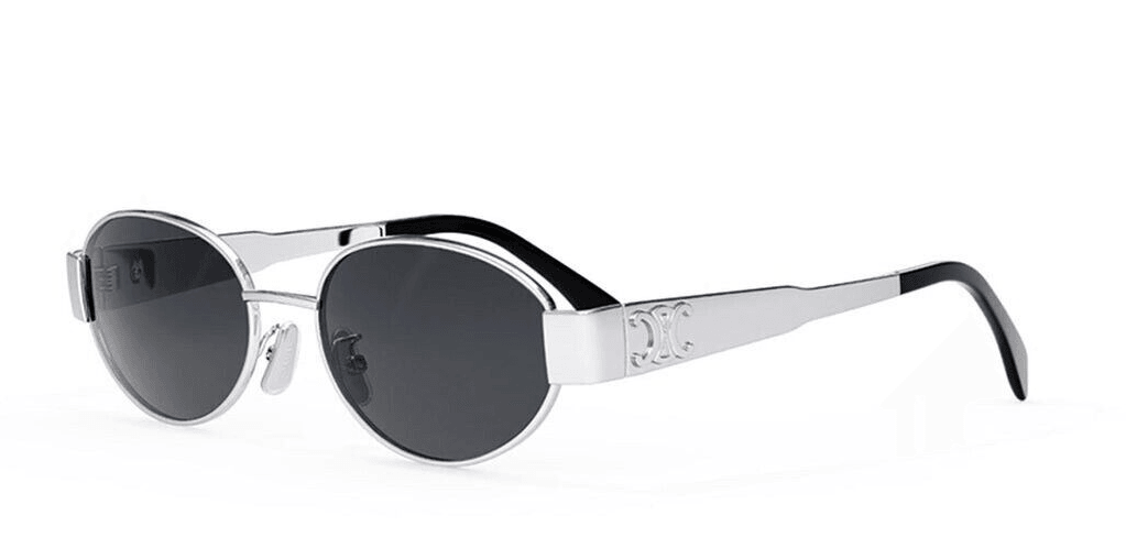 Celine CL40235U 16A Triomphe Metal Sunglasses Silver Frame Grey Lens Authentic - ModaBlvck