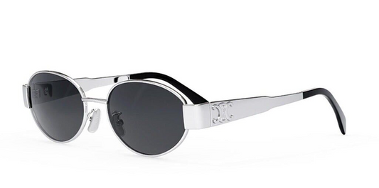 Celine CL40235U 16A Triomphe Metal Sunglasses Silver Frame Grey Lens Authentic