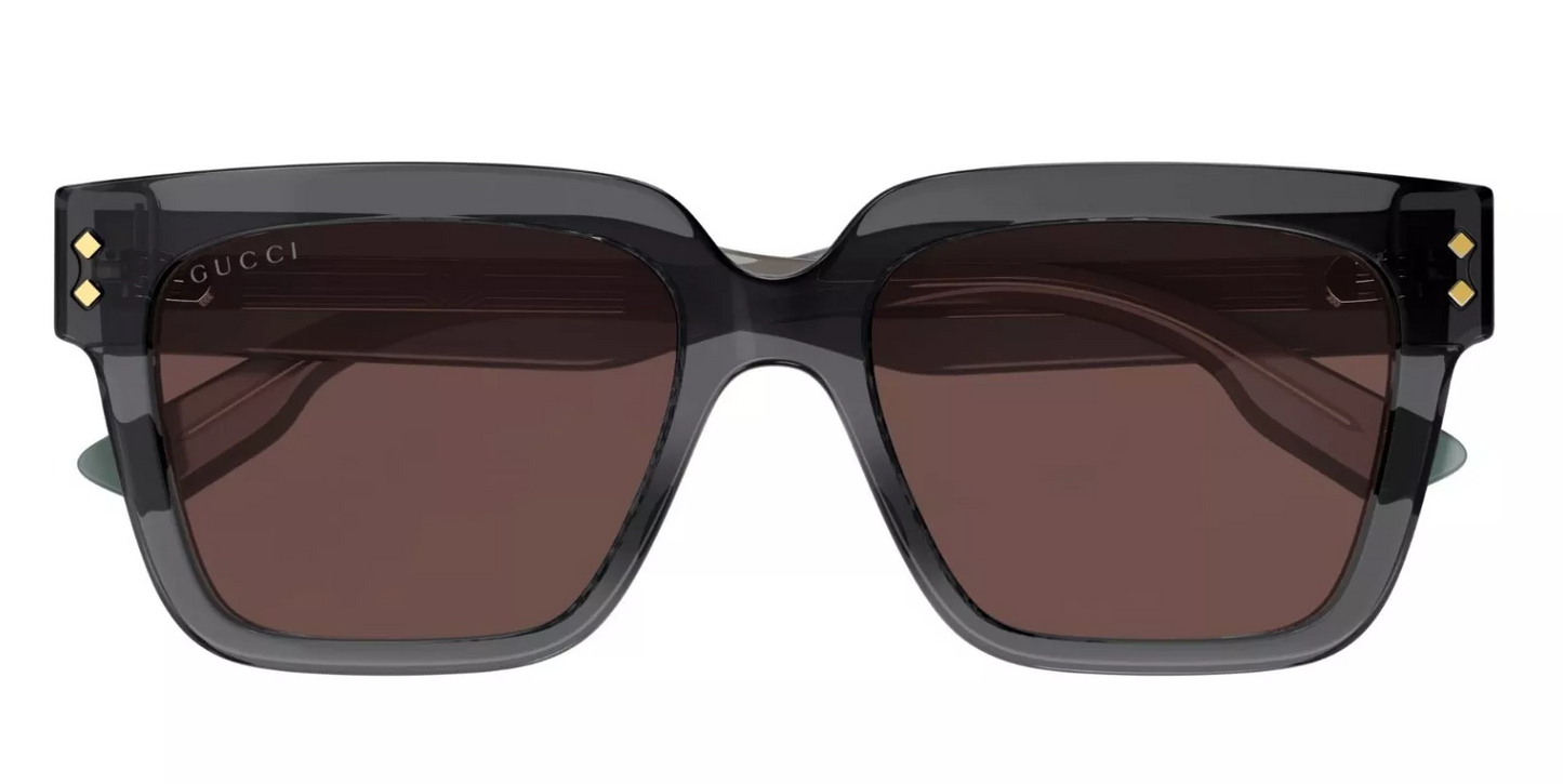 Gucci GG1084S 004 Grey/Brown Square Men's Sunglasses - ModaBlvck