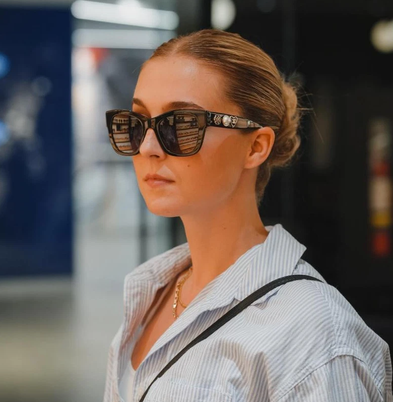 Chanel 5478 Black & Gold Square Heart Sunglasses