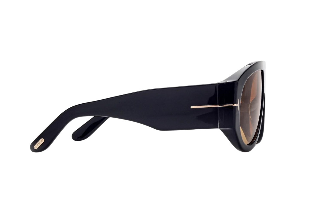 Tom Ford FT Bronson 1044/S 01E Shiny Black Yellow Lens Sunglasses Authentic New