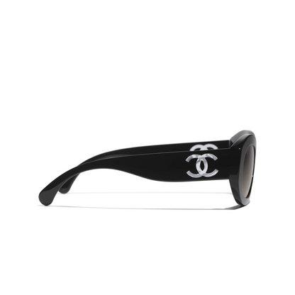 Chanel 5528 501/w1 53 Black Clear Logo Grey Brown Polarized Sunglasses CH5528