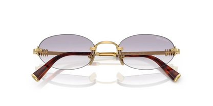 Miu Miu MU A54S 5AK04O Gold Gradient Light Grey Oval Rimless Sunglasses