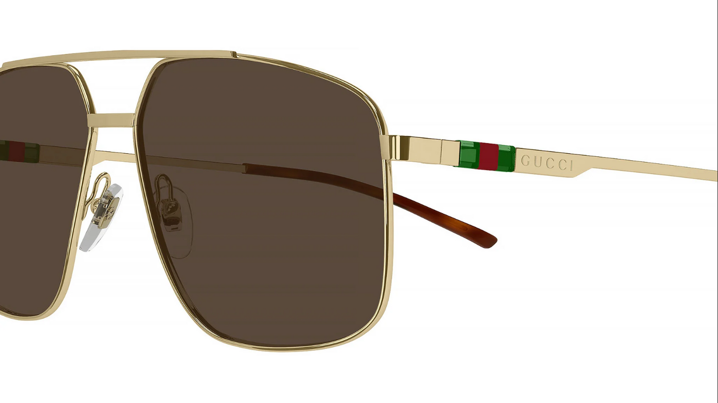 Gucci GG1676S Sunglasses Male Gold 60mm New 100% Authentic