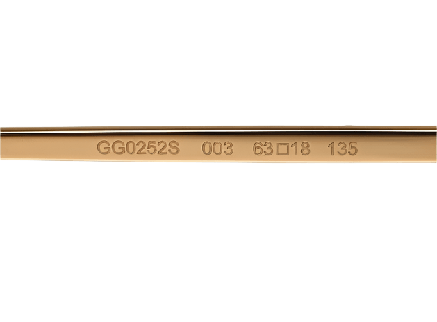 Gucci GG0252S 003 Goldtone Metal Oversized Brown Lens Sunglasses - ModaBlvck
