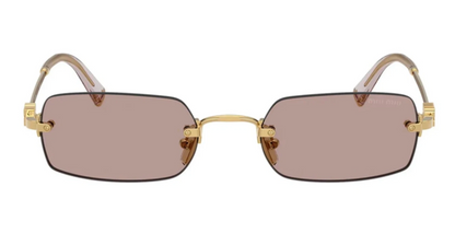 Miu Miu Logo MU B50S 5AK20I Square Sunglasses in Gold / Pink Brown Lens