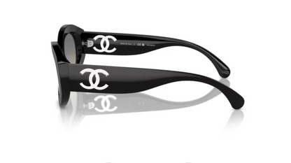 Chanel 5528 501/w1 53 Black Clear Logo Grey Brown Polarized Sunglasses