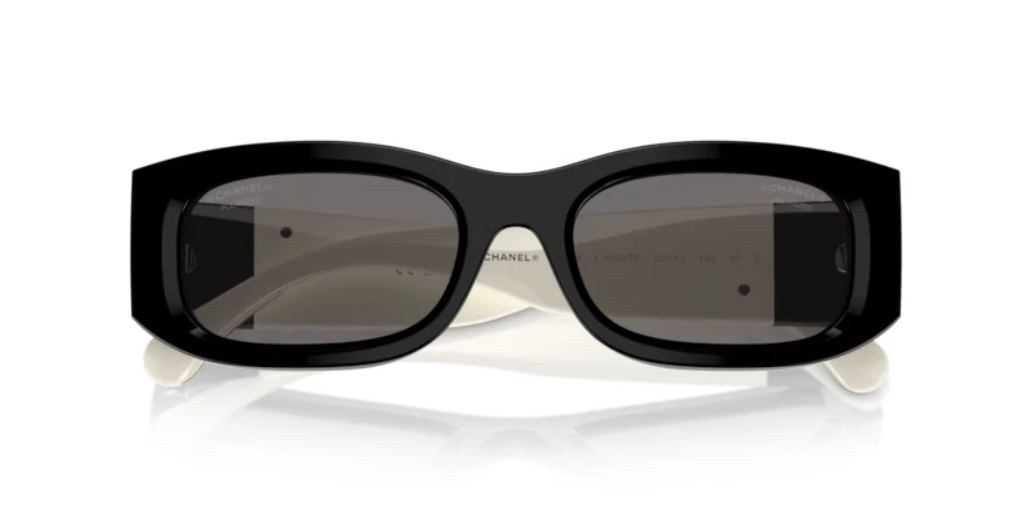 Chanel Sunglasses 5525-A c.1656/T8 Black White with Gray Polarized Lenses