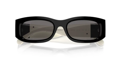 Chanel Sunglasses 5525-A c.1656/T8 Black White with Gray Polarized Lenses