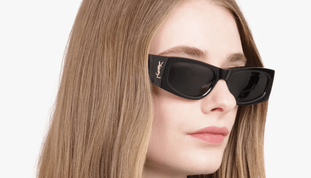 Saint Laurent Sunglasses SL-M140/F-001 Rectangle Black Frame Grey