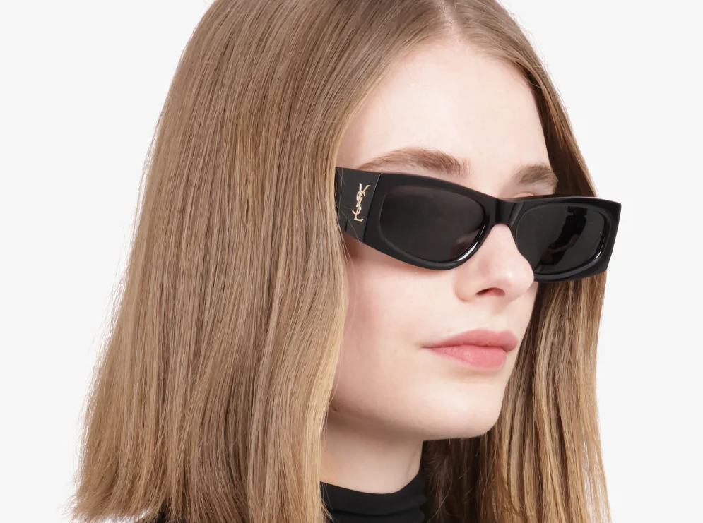 Saint Laurent Sunglasses SL-M140/F-001 Rectangle Black Frame Grey Lens