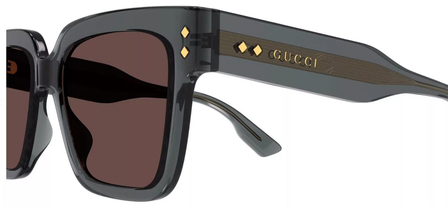 Gucci GG1084S 004 Grey/Brown Square Men's Sunglasses - ModaBlvck