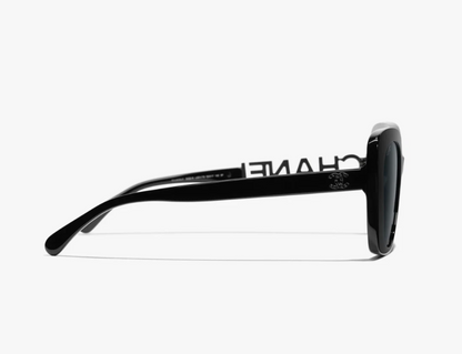 Chanel CH 5422 B C501T8 Black Dark Grey Polarized Lens Sunglasses New Authentic