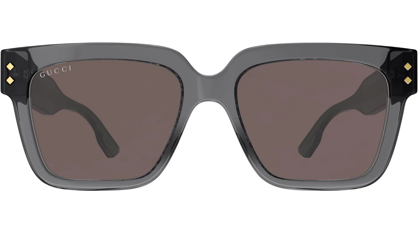 GUCCI GG1084S 004 Rectangular Squared Grey Dark Brown 54 mm Men's Sunglasses