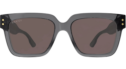 GUCCI GG1084S 004 Rectangular Squared Grey Dark Brown 54 mm Men's Sunglasses
