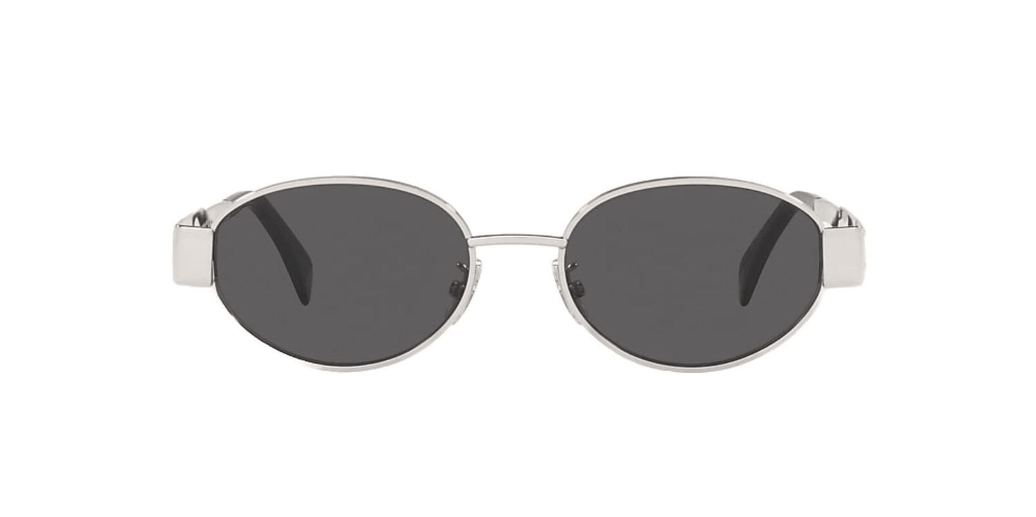 Celine CL40235U 16A Triomphe Metal Sunglasses Silver Frame Grey Lens Authentic - ModaBlvck