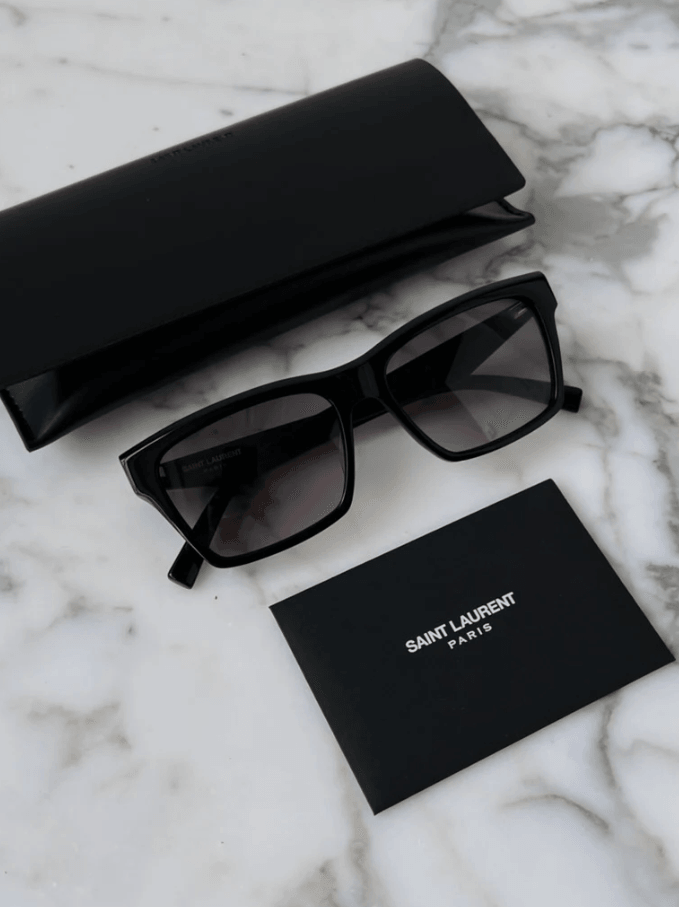 SAINT LAURENT 長方形フレムサンクラス SLM104 001 Buy Saint Laurent SLM104 001 Black/Gray Gradient Rectangle