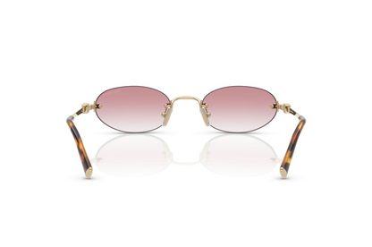 Miu Miu Logo MU A54S ZVN70O Round Sunglasses in Gold / Pink Gradient Lens