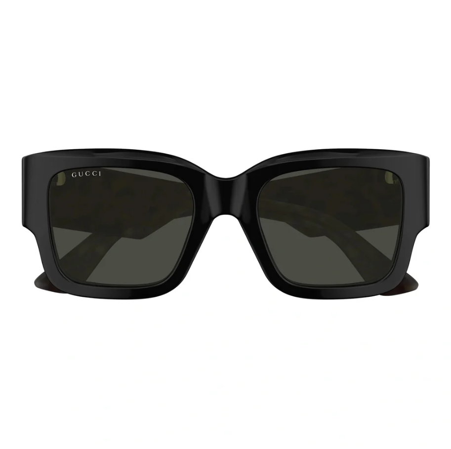 GUCCI G1663S 001 Emblem Black Grey 52 mm Women's Sunglasses