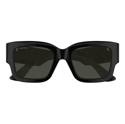 GUCCI G1663S 001 Emblem Black Grey 52 mm Women's Sunglasses