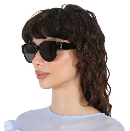 Saint Laurent Grey Oval Ladies Sunglasses SL M3 002 55