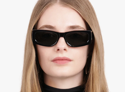 Saint Laurent Sunglasses SL-M140/F-001 Rectangle Black Frame Grey Lens