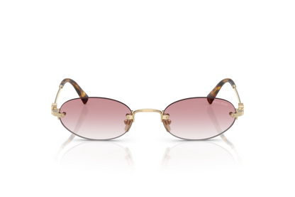Miu Miu Logo MU A54S ZVN70O Round Sunglasses in Gold / Pink Gradient Lens