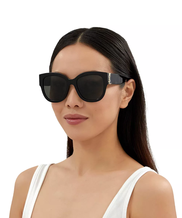 Saint Laurent SL M95/F 001 Black Gold Dark Grey Lenses Sunglasses