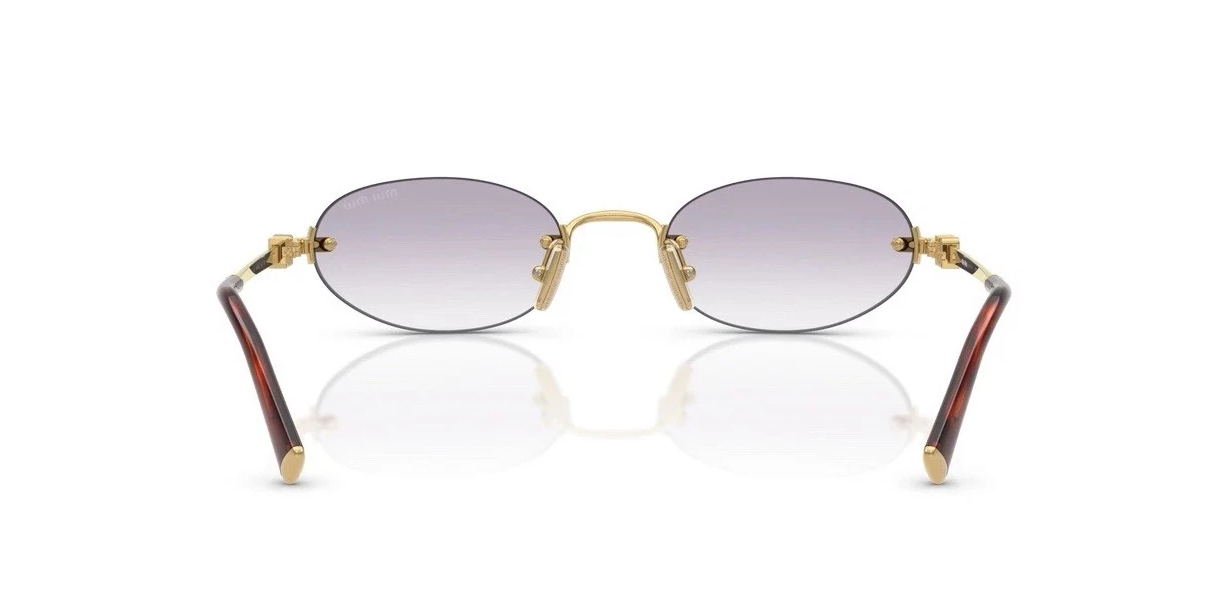 Miu Miu MU A54S 5AK04O Gold Gradient Light Grey Oval Rimless Sunglasses