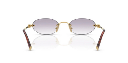 Miu Miu MU A54S 5AK04O Gold Gradient Light Grey Oval Rimless Sunglasses