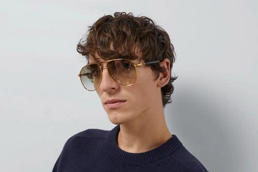 Gucci GG1220S-004 Gold & Black Marble / Green Gradient Sunglasses