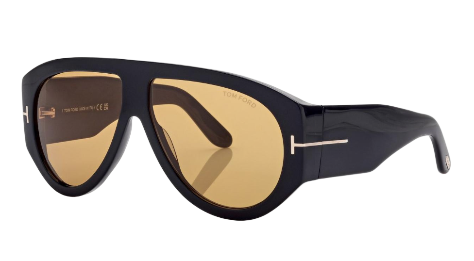 Tom Ford FT Bronson 1044/S 01E Shiny Black Yellow Lens Sunglasses Authentic New