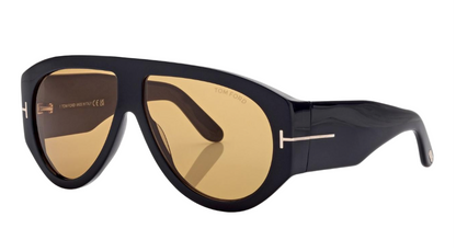 Tom Ford FT Bronson 1044/S 01E Shiny Black Yellow Lens Sunglasses Authentic New