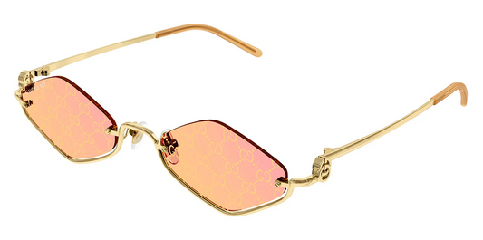 GUCCI GG1604S 004 Gold Semi Rimless Cat Eye Sunglasses Women