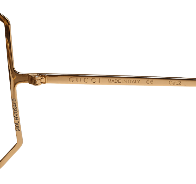 Gucci GG0252S 003 Goldtone Metal Oversized Brown Lens Sunglasses - ModaBlvck
